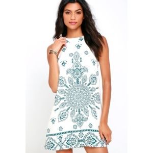 Lulu's NWT I Can Sea It Now White Teal Dress